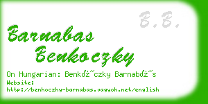 barnabas benkoczky business card